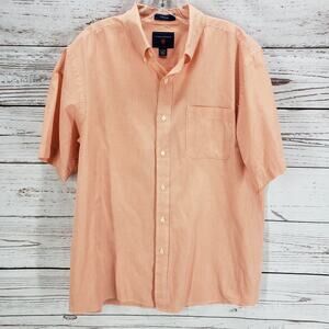 Saddlebred Men's Orange Button Up Short Sleeve Shirt Size Large